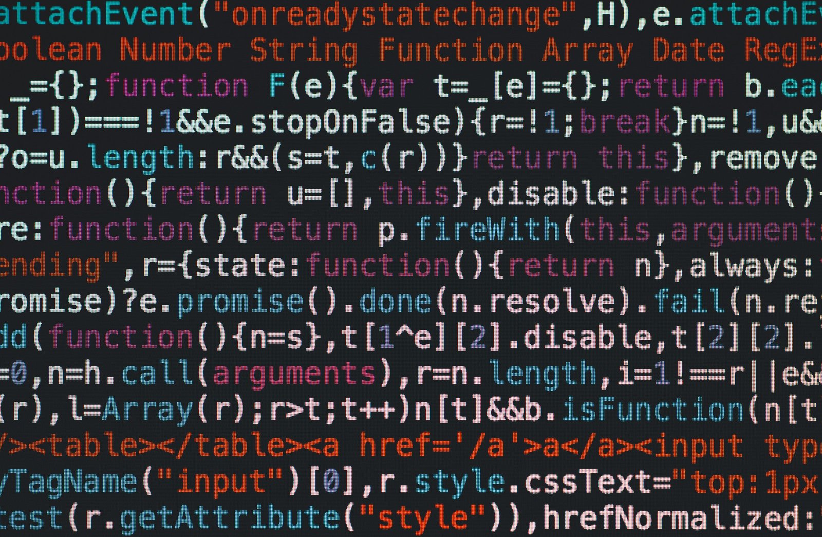 Close-up of software code used to scaffold an application