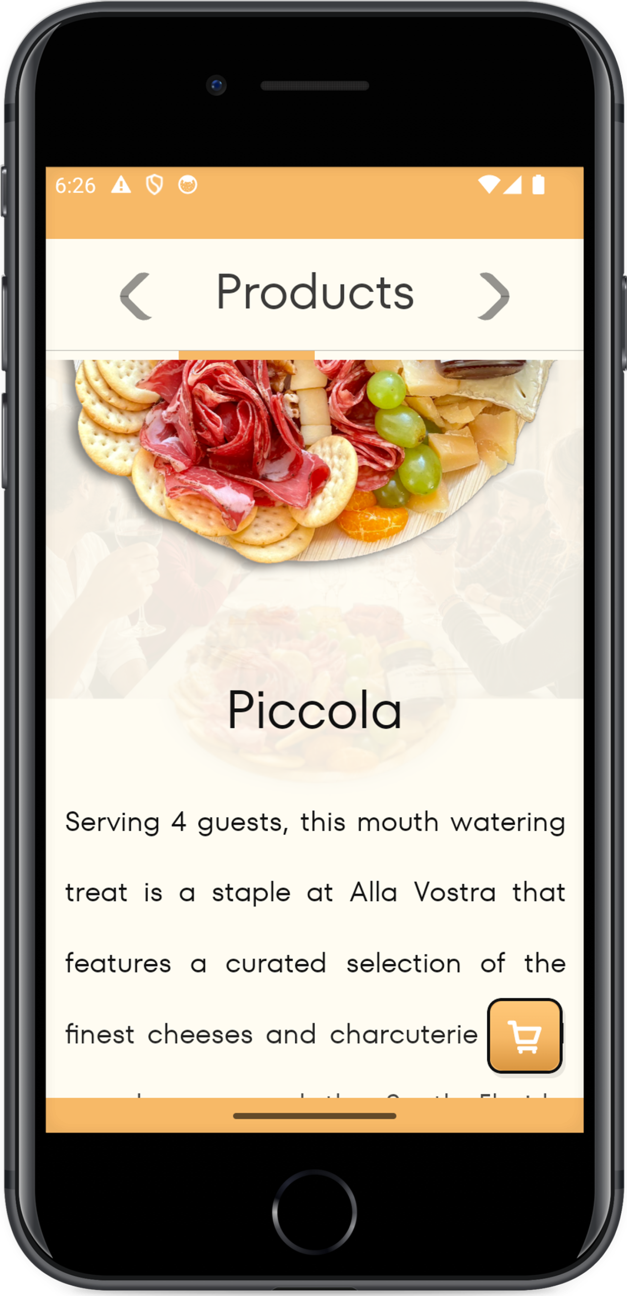 Alla Vostra products screen