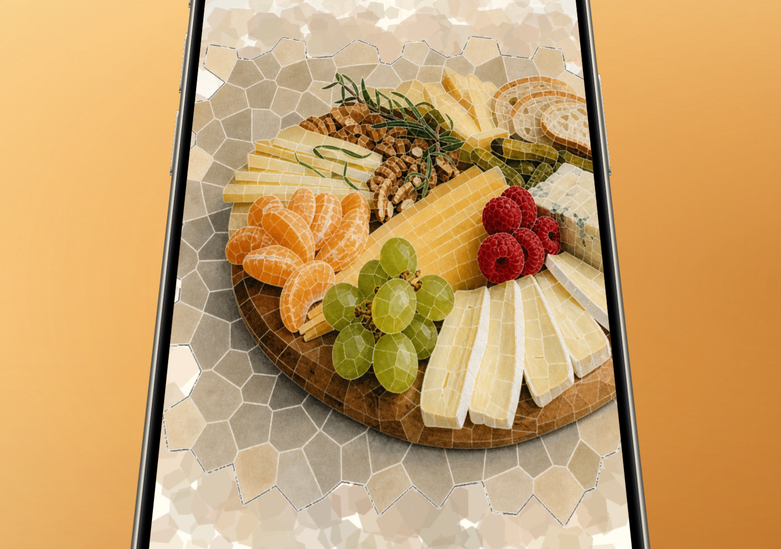 Alla Vostra Play Store screenshot with a framed mosaic-style product image