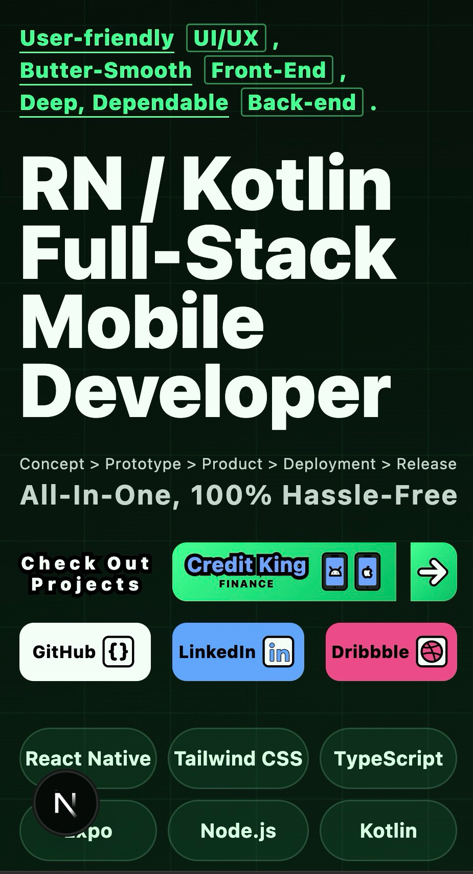 Prahl.dev portfolio website landing page screenshot