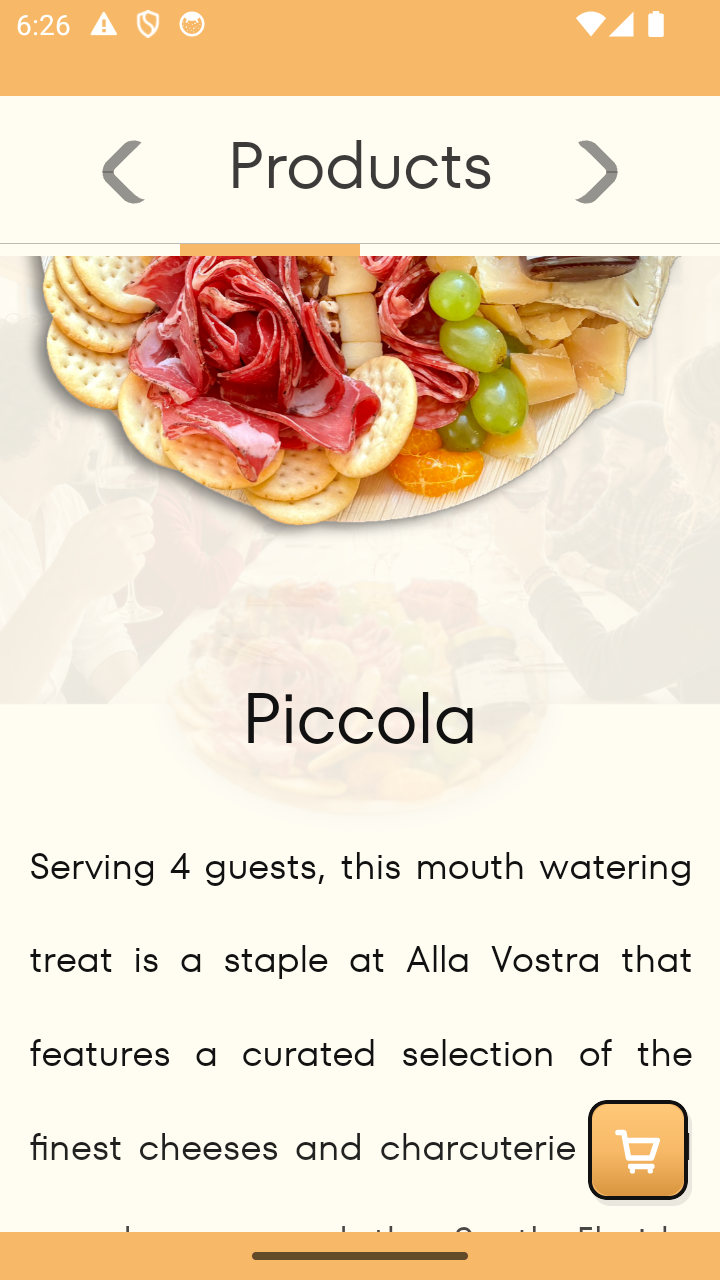 Alla Vostra products screen